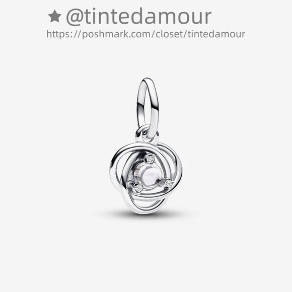 Pandora April Clear Eternity Circle Dangle Charm - Picture 1 of 2